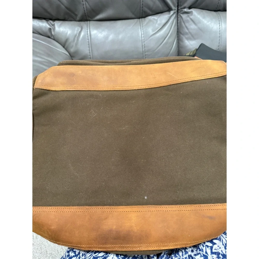Cabelas Brown Canvas Leather Hunting Fishing Gear Bag Duffel Shoulder Strap